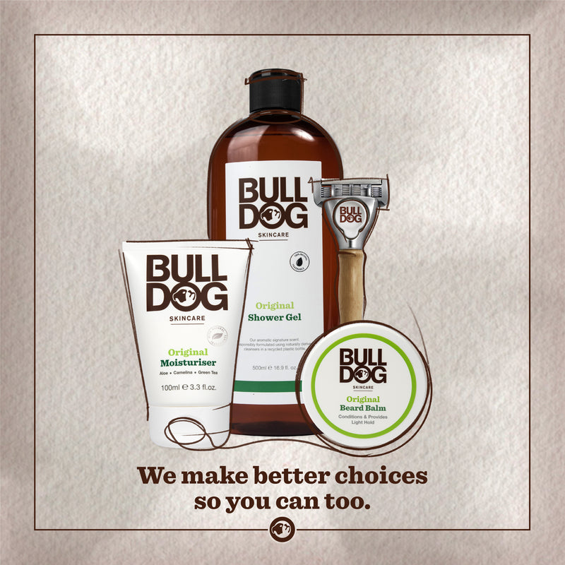 We Make Better Choices, So You Can Too At Bulldog, sustainability isn’t an after-thought. It’s central to what we do. We balance making decisions that are right for men’s skincare with those that are right for the planet, without hitting you in the pocket